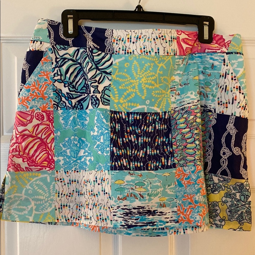 Lilly Pulitzer Blue and Pink Skort Patchwork Design